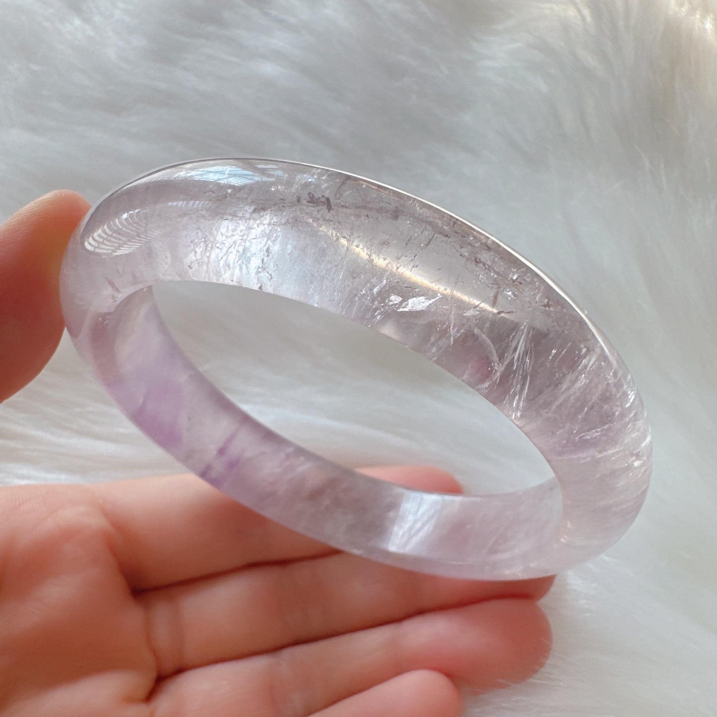 Dreamveil – High Clarity Amethyst Bangle Bracelet, Light Purple Amethyst Bracelet, Lavender Quartz Bangle