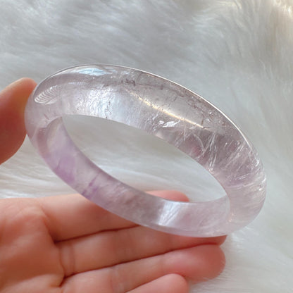 Dreamveil – High Clarity Amethyst Bangle Bracelet, Light Purple Amethyst Bracelet, Lavender Quartz Bangle
