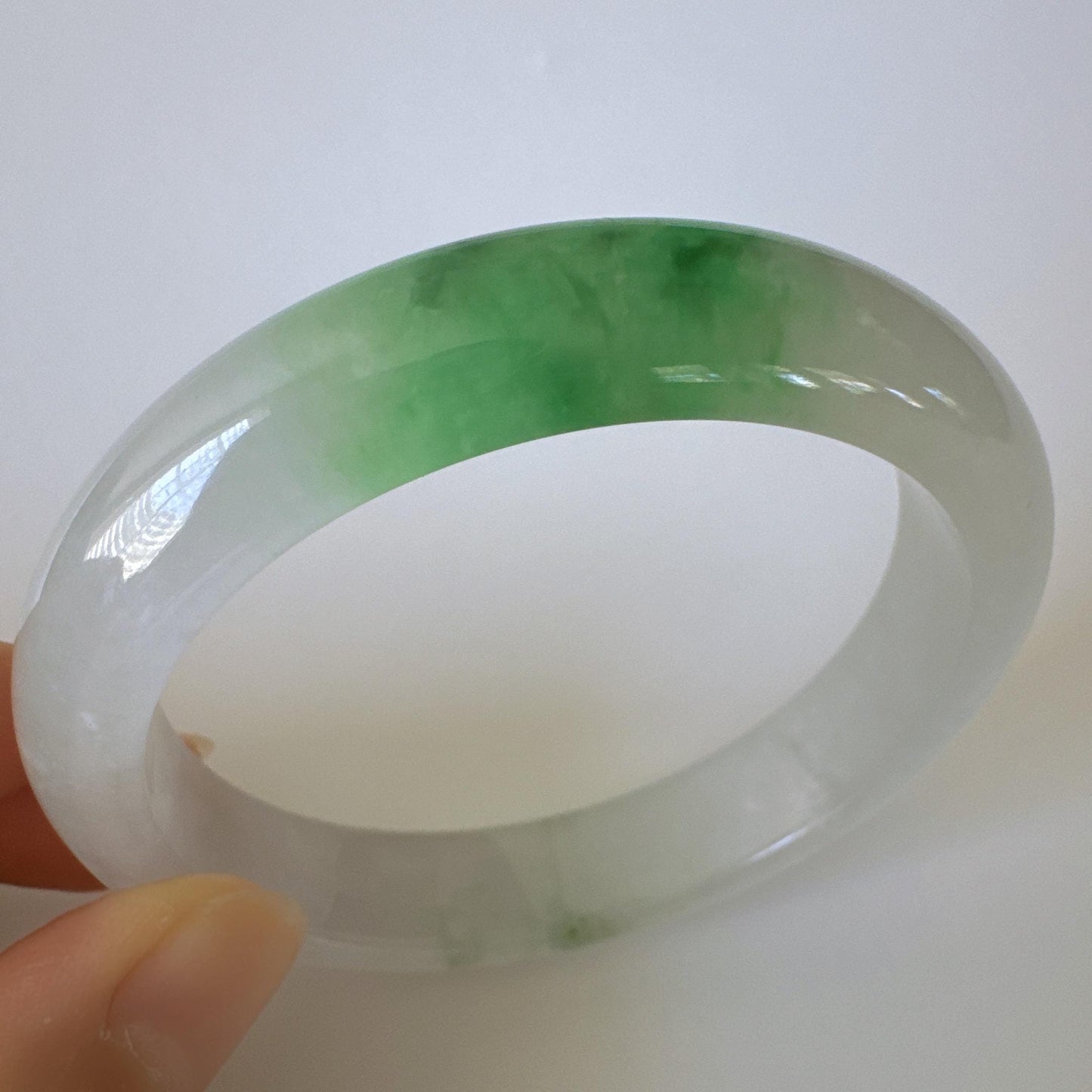 Earthveil - Green and White Jade Jadeite Bangle