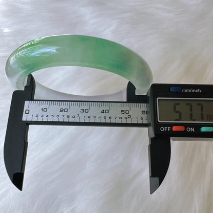 Earthveil - Bright Green with Soft Purple Burma Jade Bangle