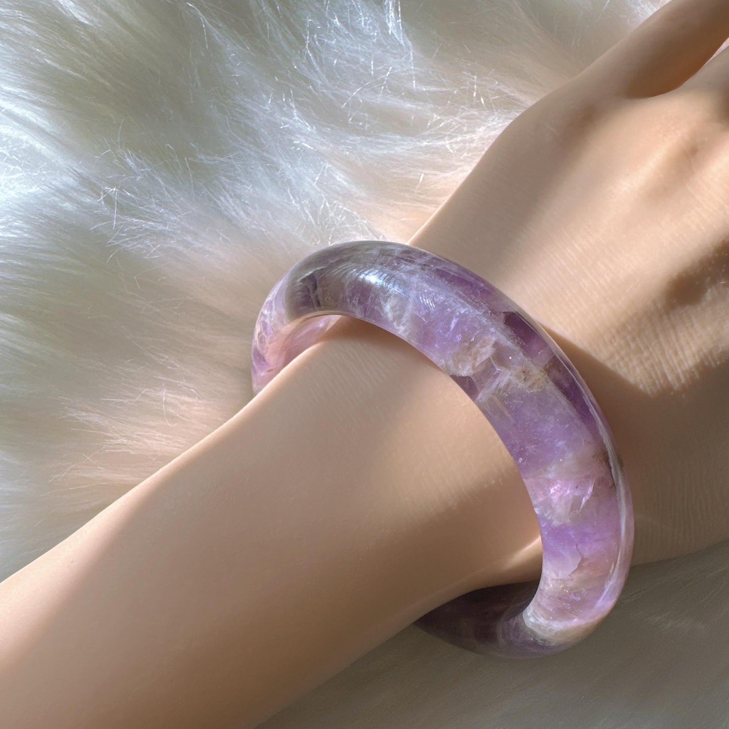 Dreamveil – Natural Amethyst Gemstone Bangle, Purple Crystal Quartz Gemstone Bangle