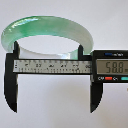 Earthveil - Polished Green and White Jade Jadeite Bangle