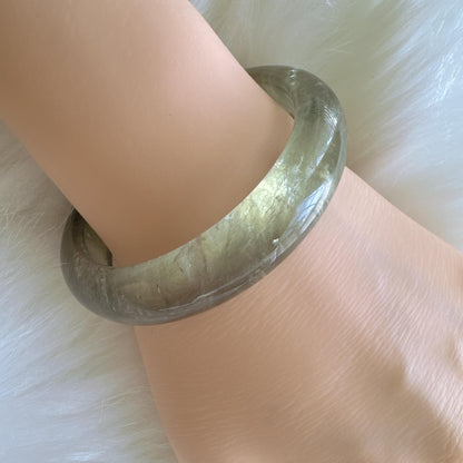 Forest Soul – Clarity Green Ghost Phantom Quartz Gemstone Bangle, Green Ghost Quartz Crystal Bangle