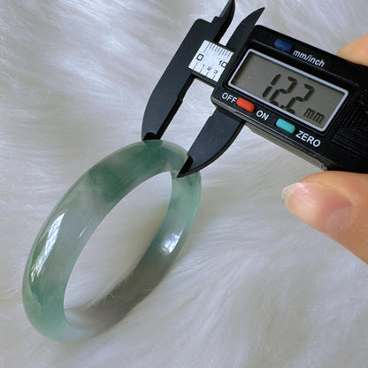 Earthveil - Dark Green Burma Jade Bangle Jadeite Bracelet, Unique Design Jade Bangle