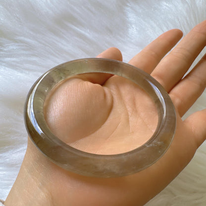 Forest Soul – Forest Green Ghost Phantom Quartz Gemstone Bangle, Green Ghost Quartz Crystal Bangle