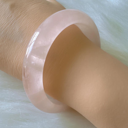 Heartglow - Polished Rose Quartz Bangle, Pink Crystal Quartz Gemstone Bangle