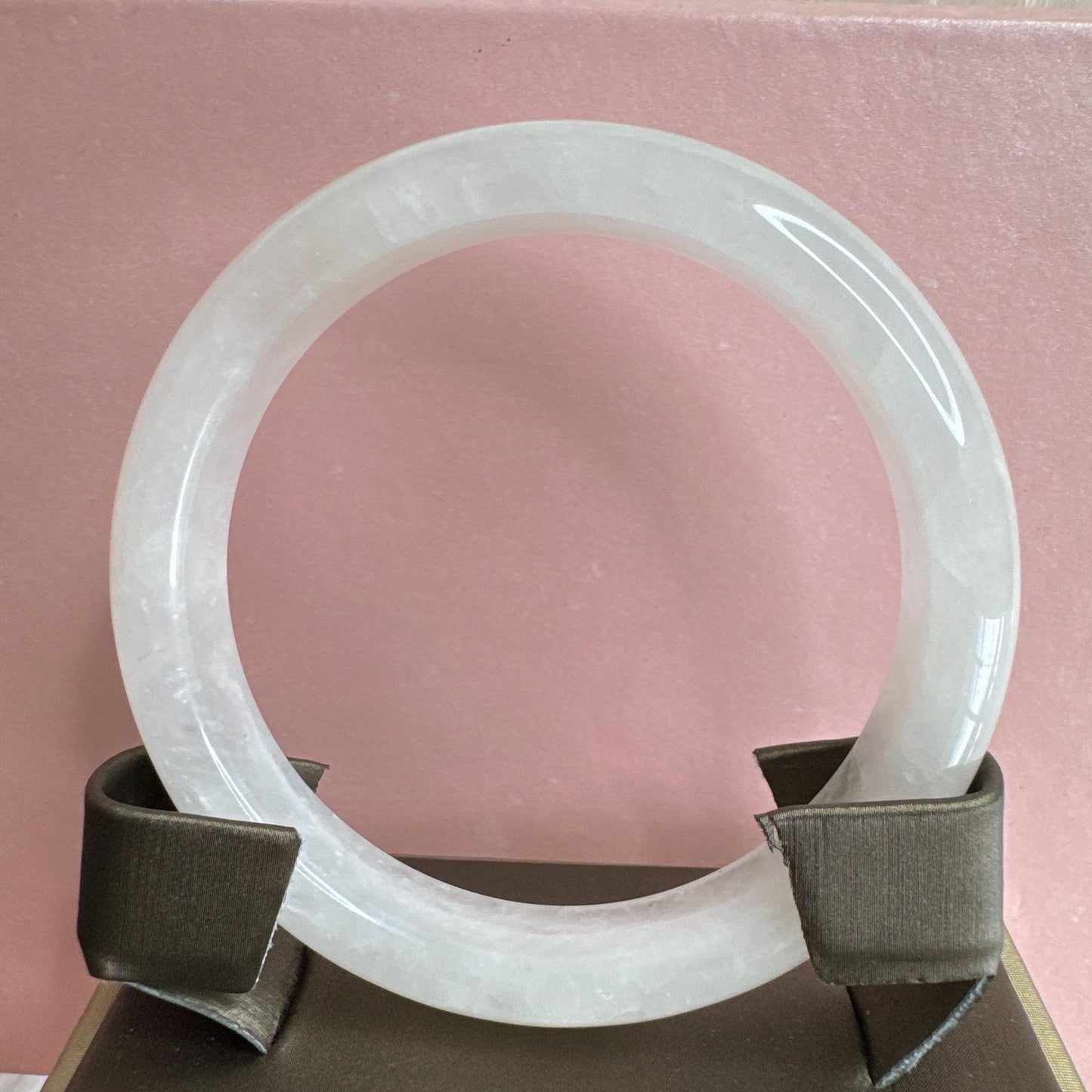 Purelight - White Phantom Quartz Gemstone Bangle, Ghost Quartz White Crystal Bangle