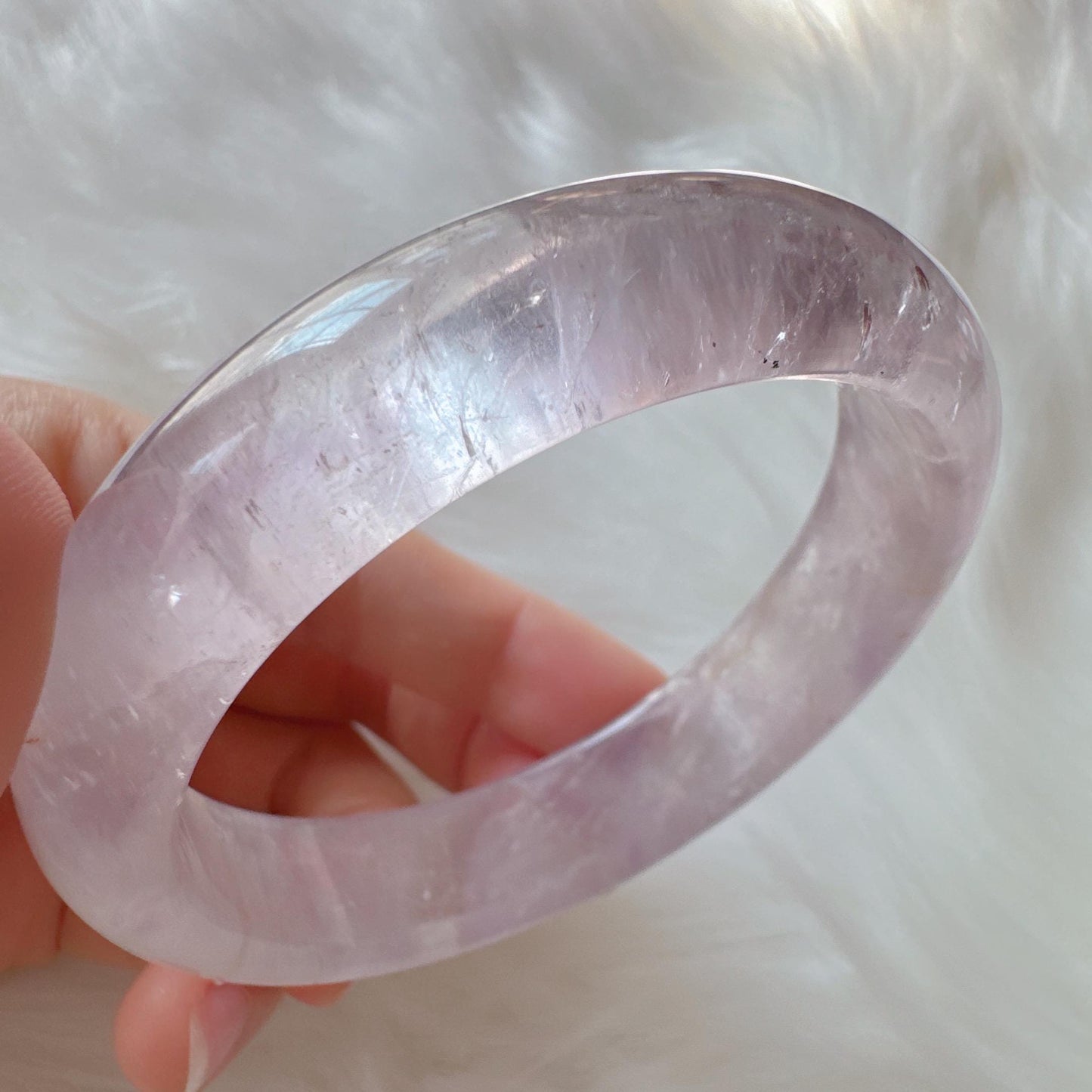 Dreamveil – Light Purple Amethyst Bangle Bracelet, Light Purple Amethyst Bracelet, Lavender Quartz Bangle