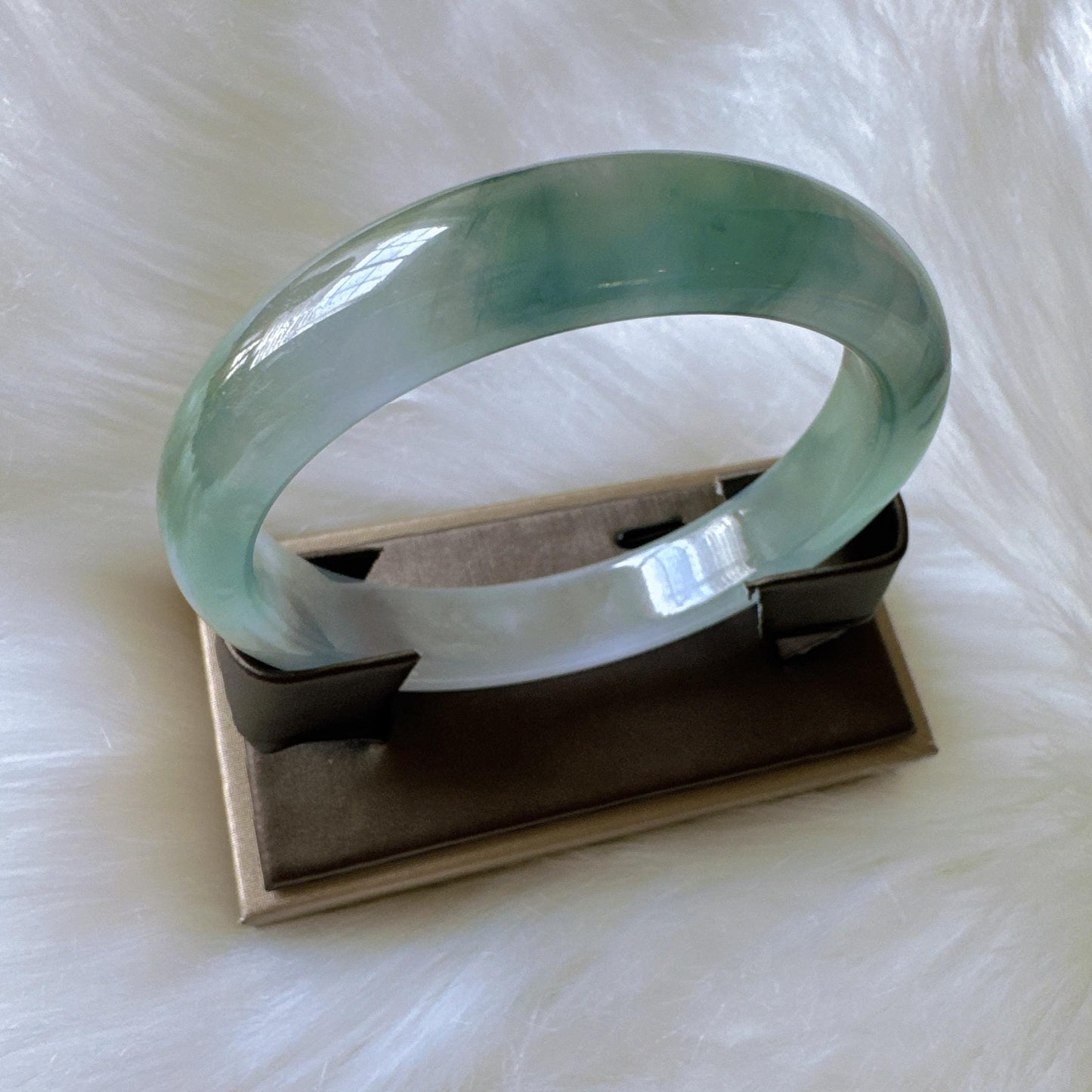 Earthveil - Dark Green Burma Jade Bangle Jadeite Bracelet, Unique Design Jade Bangle
