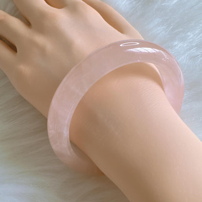 Heartglow - Aura Rose Quartz Bangle, Pink Crystal Quartz Gemstone Bangle