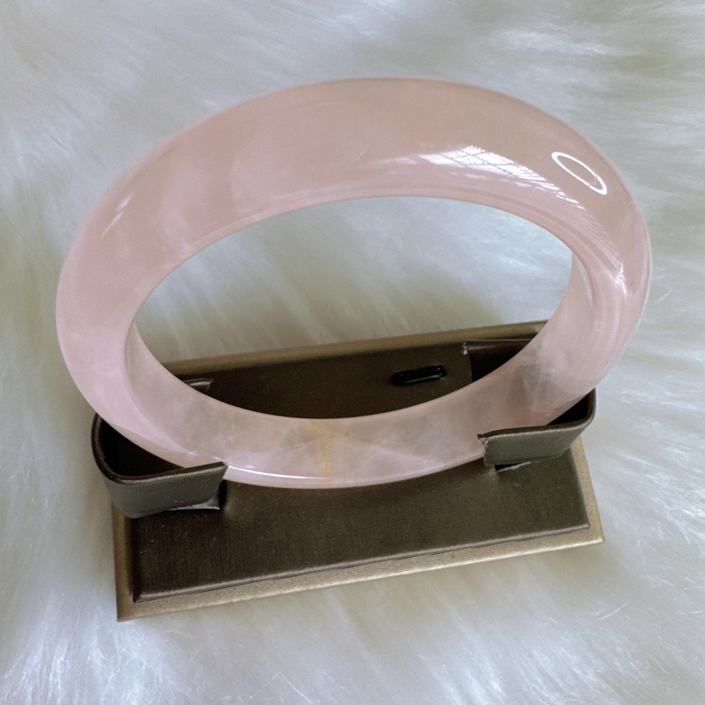 Heartglow - Aura Rose Quartz Bangle, Pink Crystal Quartz Gemstone Bangle