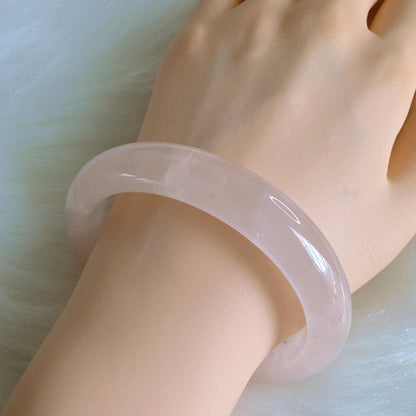 Heartglow - Love Rose Quartz Bangle, Pink Crystal Quartz Gemstone Bangle