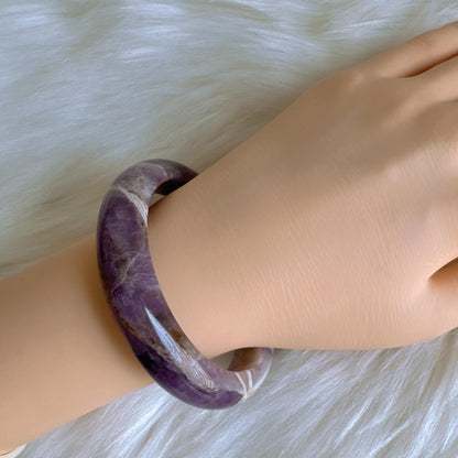 Dreamveil – Smooth Finish Amethyst Gemstone Bangle, Purple Crystal Quartz Gemstone Bangle