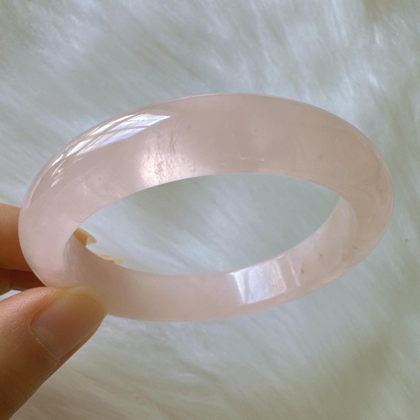 Heartglow - Polished Rose Quartz Bangle, Pink Crystal Quartz Gemstone Bangle