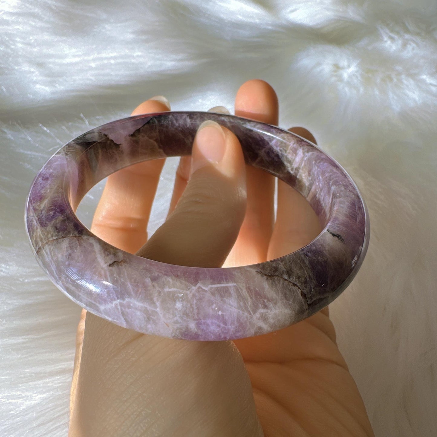 Dreamveil – Natural Amethyst Gemstone Bangle, Purple Crystal Quartz Gemstone Bangle