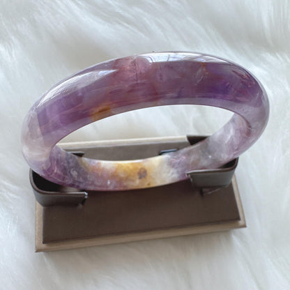 Dreamveil – Purple Crystal Quartz Gemstone Bangle, Amethyst Gemstone Bangle