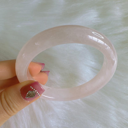 Heartglow - Serenity Rose Quartz Bangle, Pink Crystal Quartz Gemstone Bangle