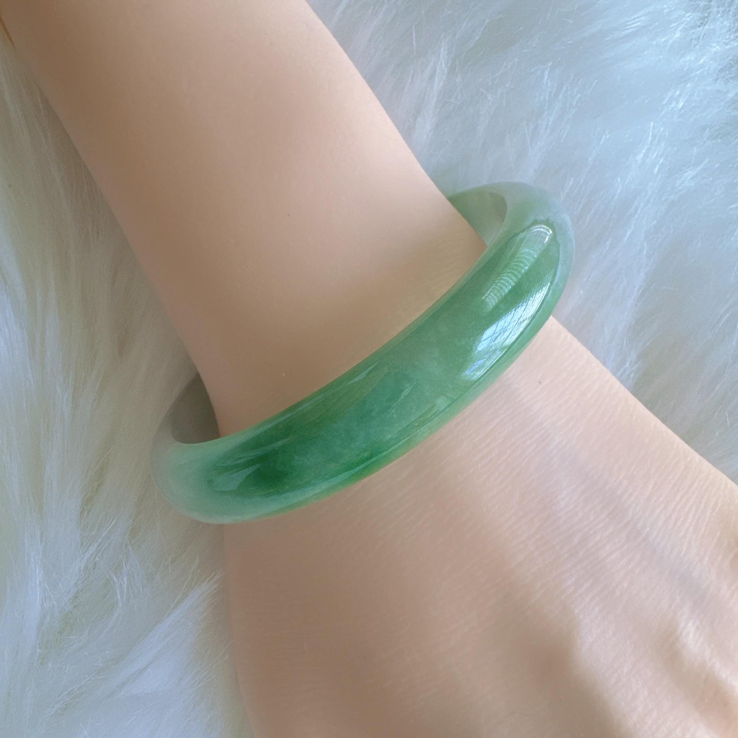 Earthveil – Bright Green Jade Bangle Bracelet, Apple Green Gemstone Jadeite Bangle