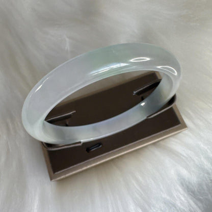 Earthveil - Icy Jade Bangle Bracelet, Burma Jade Bangle Gemstone Bracelet