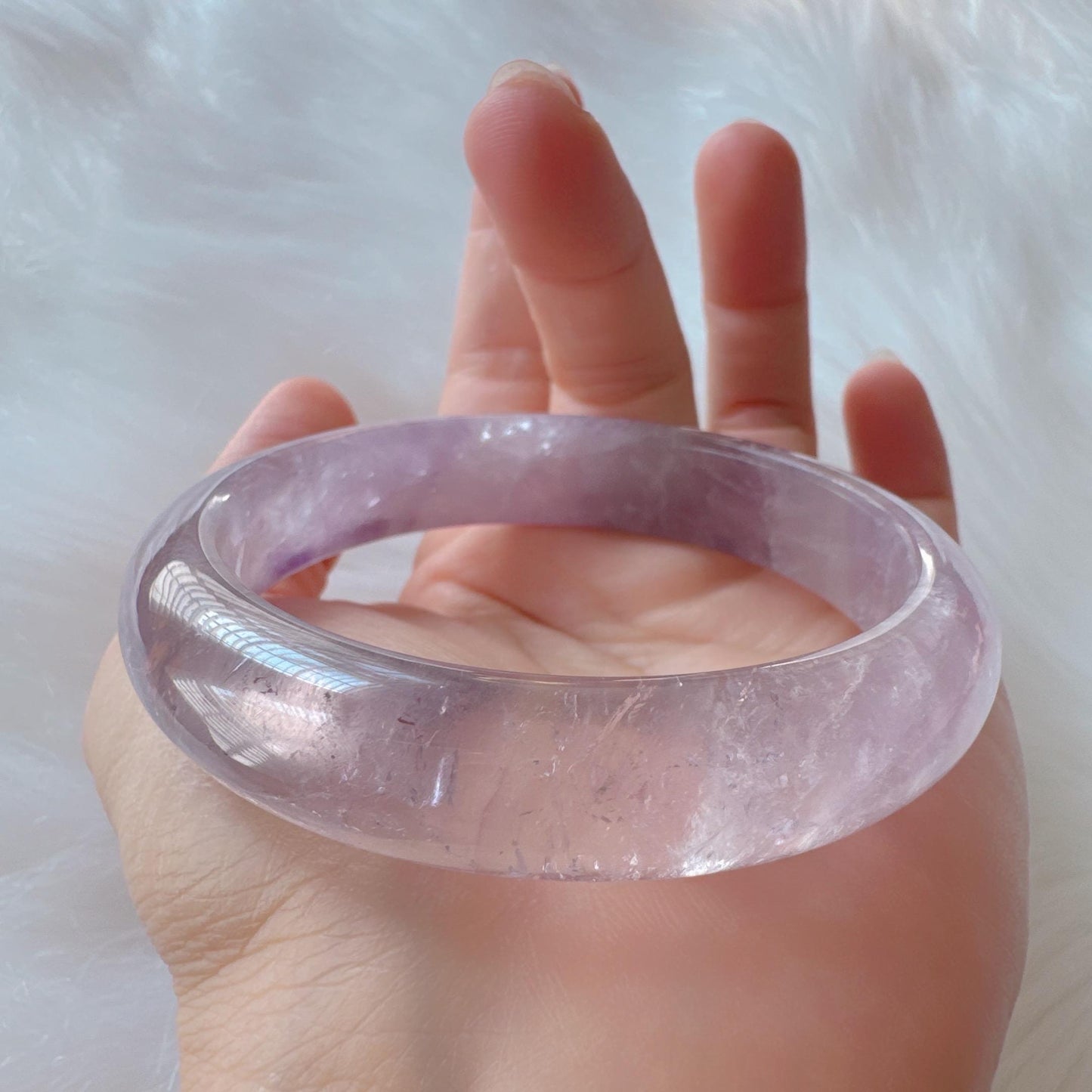 Dreamveil – Gentle Glow Amethyst Bangle Bracelet, Light Purple Amethyst Bracelet, Lavender Quartz Bangle