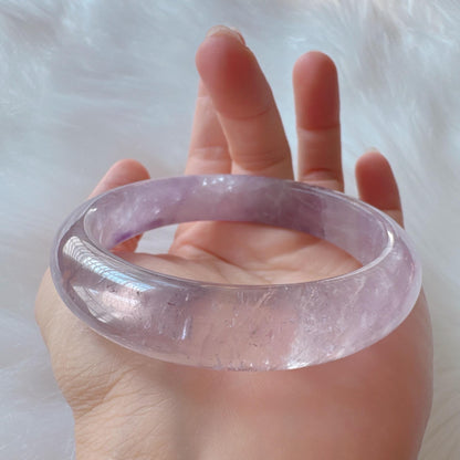 Dreamveil – Gentle Glow Amethyst Bangle Bracelet, Light Purple Amethyst Bracelet, Lavender Quartz Bangle