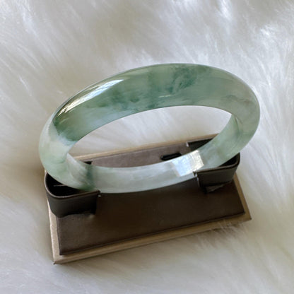 Earthveil - Dark Green Unique Design Burma Jade Bangle Jadeite Bracelet