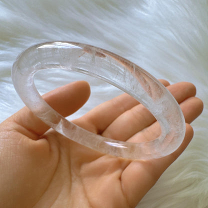 Purelight - – High Clarity White Phantom Quartz Bangle, Ghost Quartz White Crystal Bangle