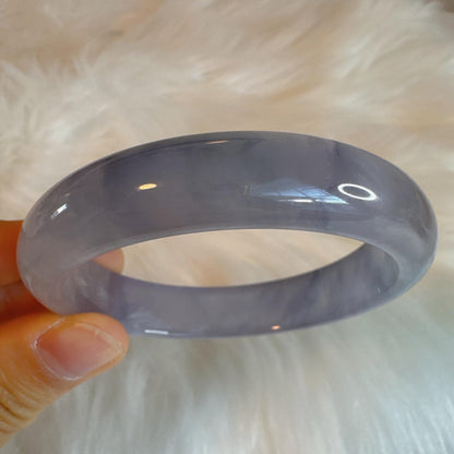 Earthveil - Gray Purple Tinted Jade Bangle Jadeite Bracelet