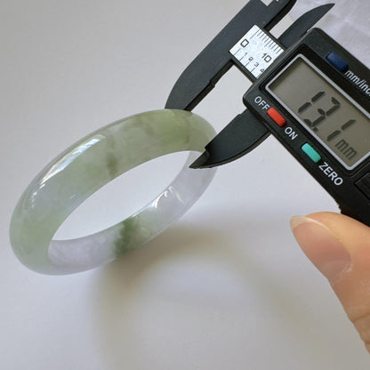 Earthveil - Artisan Light Green Unique Jade Bangle Bracelet