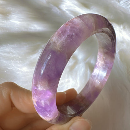 Dreamveil – Natural Amethyst Gemstone Bangle, Purple Crystal Quartz Gemstone Bangle