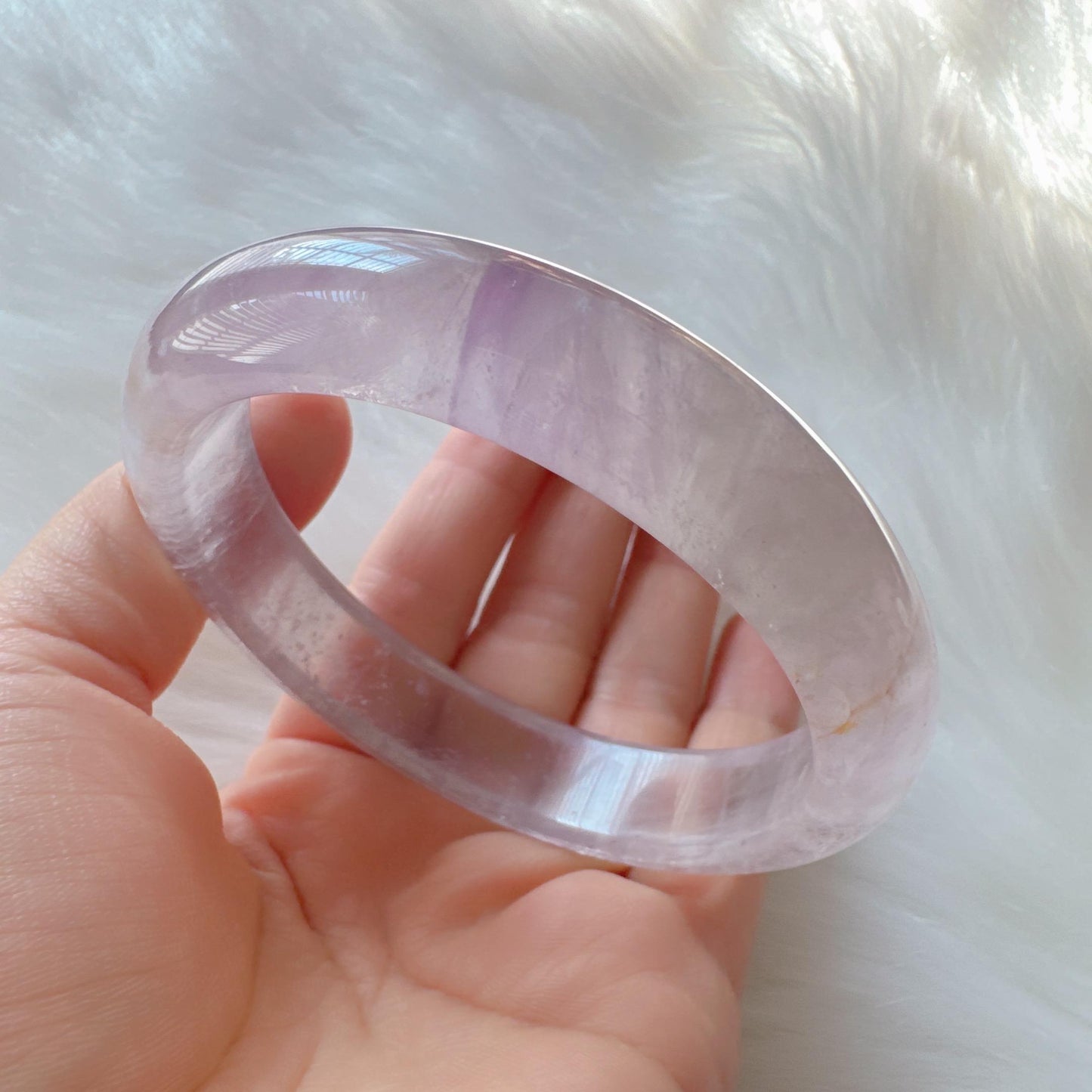 Dreamveil – High Clarity Amethyst Bangle Bracelet, Light Purple Amethyst Bracelet, Lavender Quartz Bangle