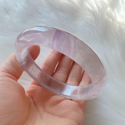 Dreamveil – High Clarity Amethyst Bangle Bracelet, Light Purple Amethyst Bracelet, Lavender Quartz Bangle