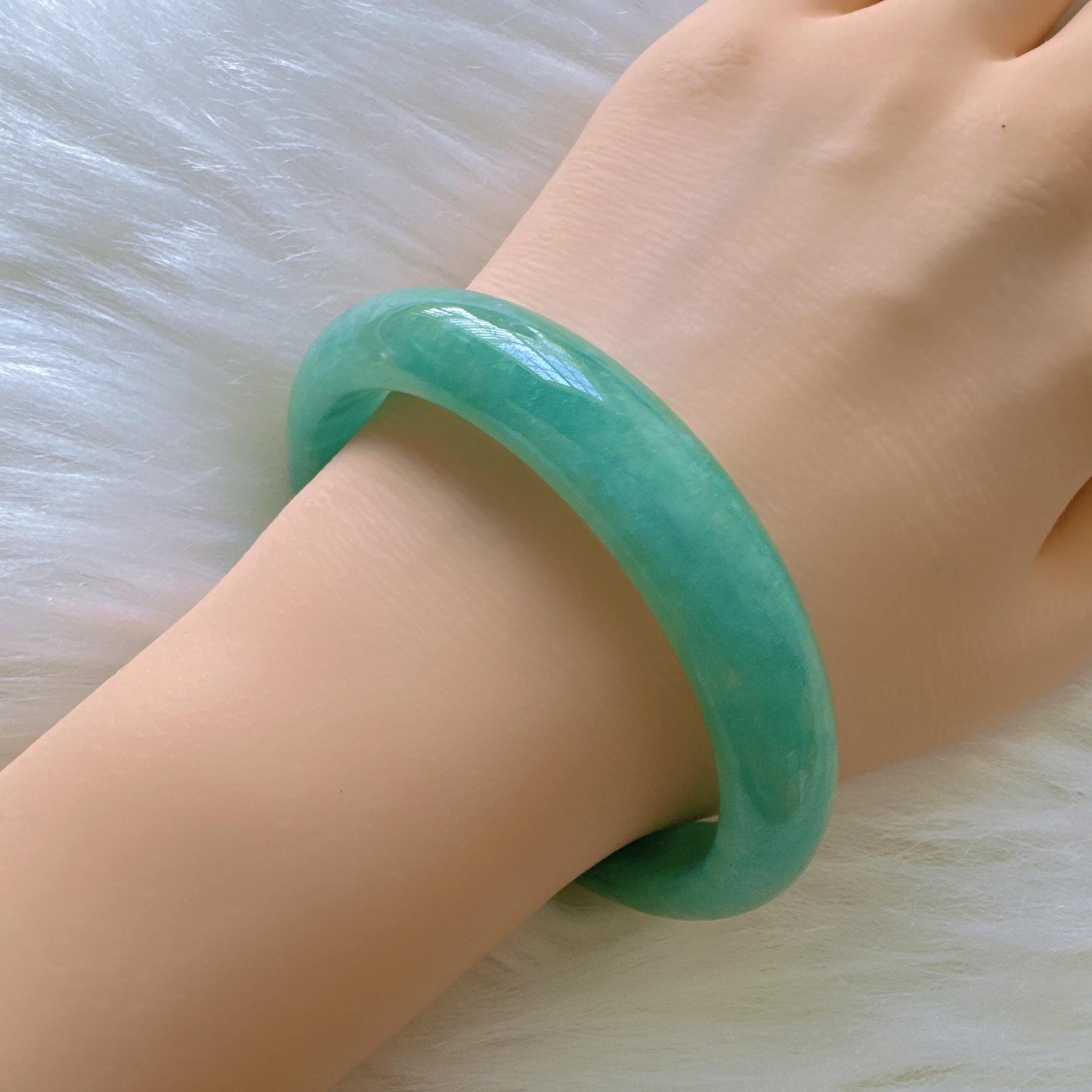 Earthveil - Bluish Green Burma Jade Jadeite Bangle Bracelet