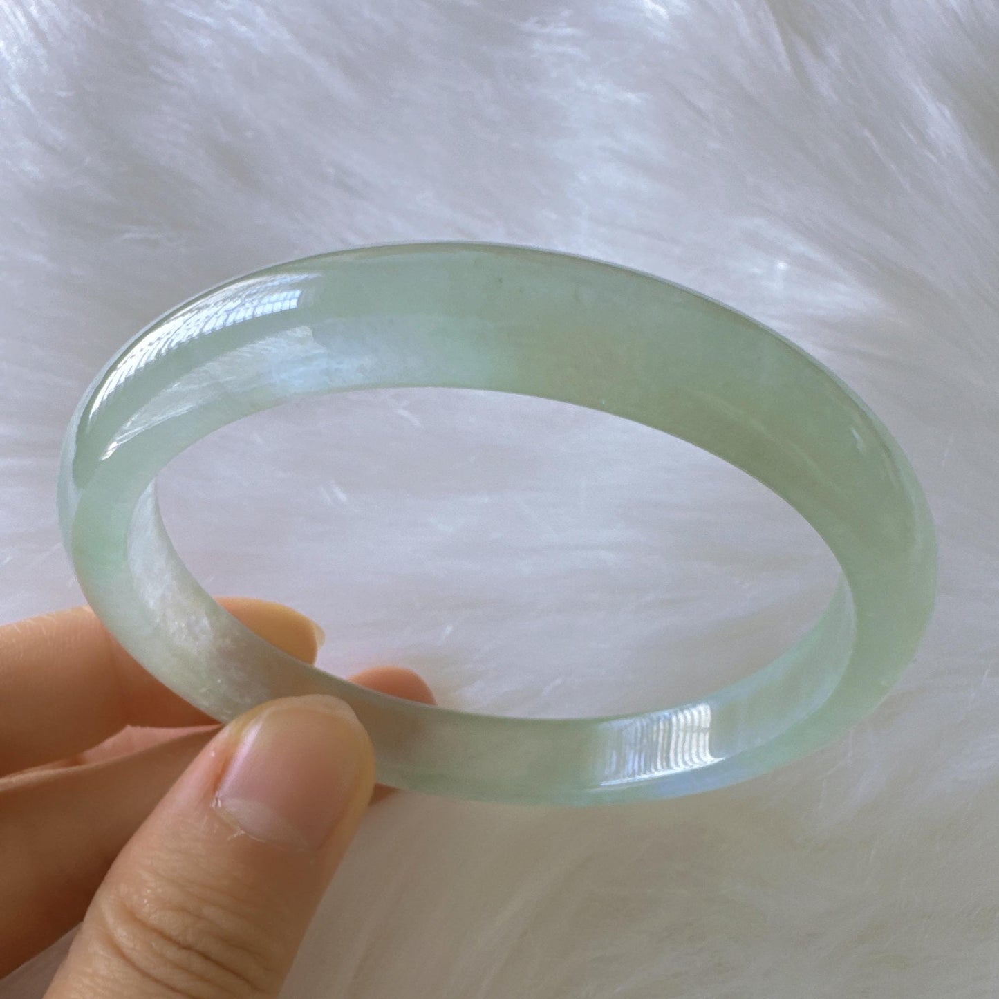 Earthveil - Apple Green Slim Jade Bangle Bracelet, Jadeite Gemstone Bangle