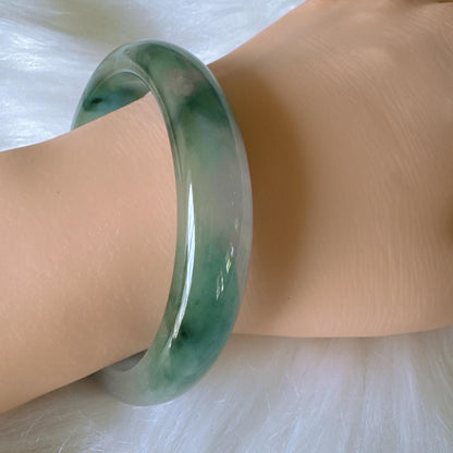 Earthveil - Dark Green Burma Jade Bangle Jadeite Bracelet, Unique Design Jade Bangle