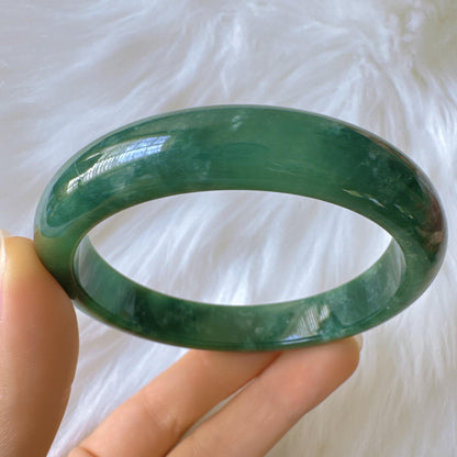 Earthveil - Forest Dark Green Burma Jade Jadeite Bangle Bracelet