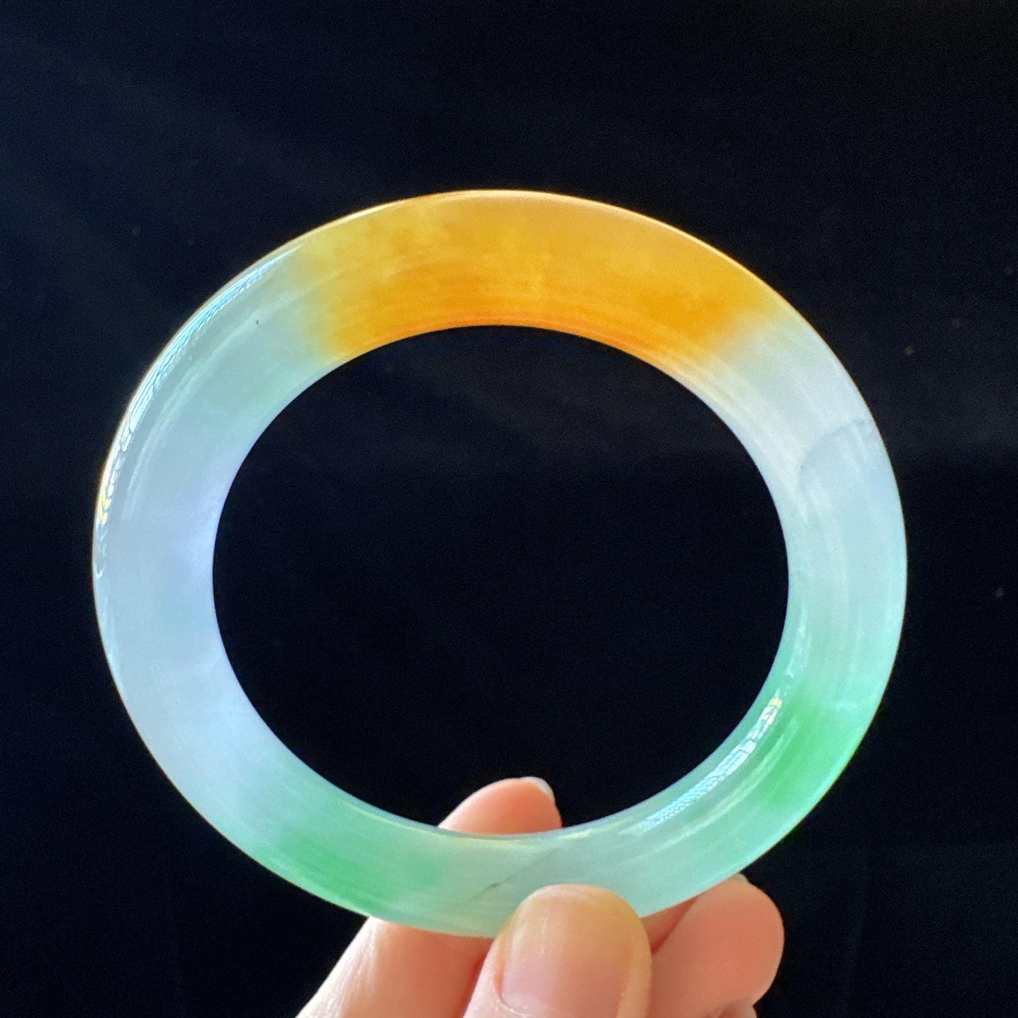 Earthveil - Round Shaped Multi Colored Burma Jade Bangle Bracelet