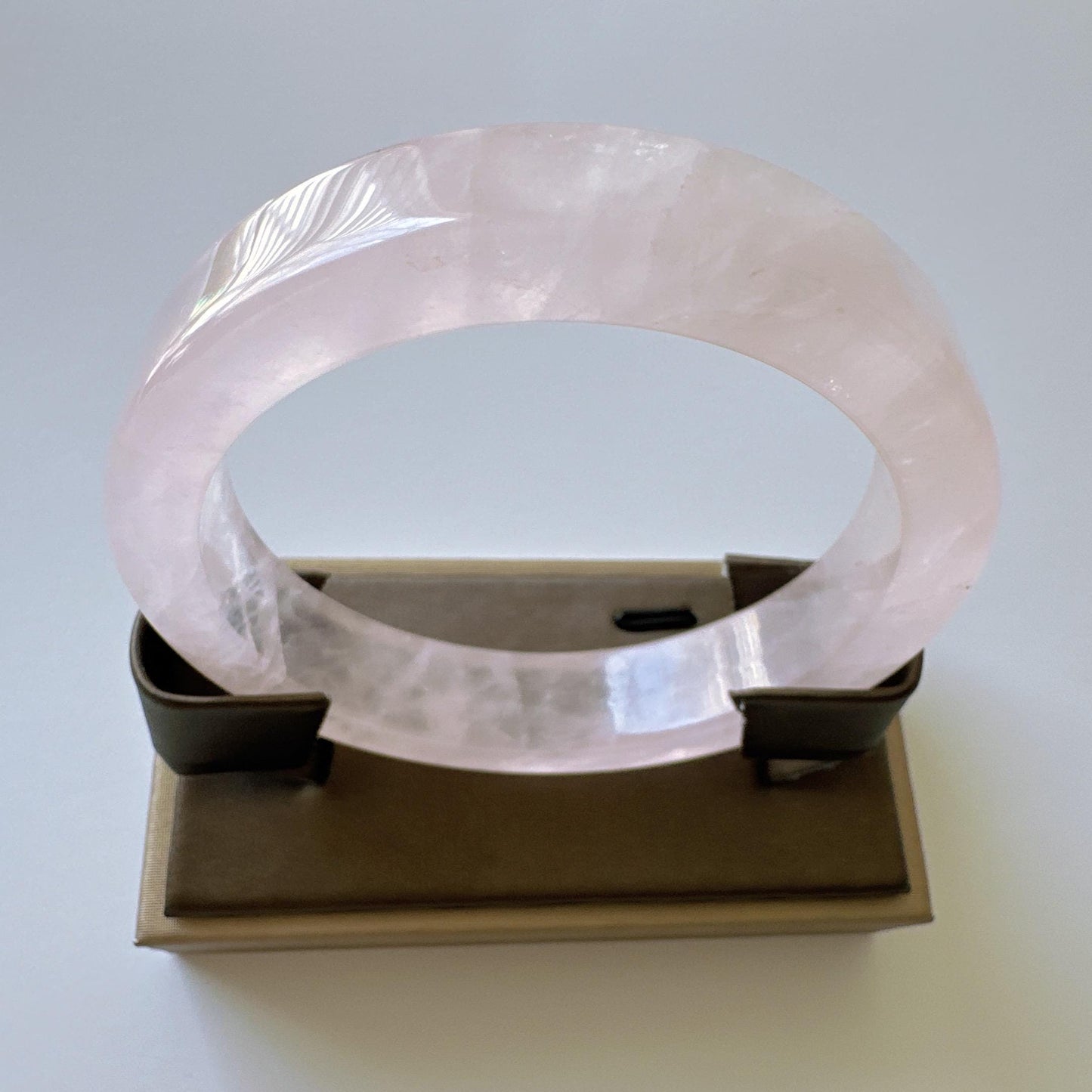 Heartglow - Soothing Rose Quartz Bangle, Square Shaped Pink Crystal Quartz Gemstone Bangle