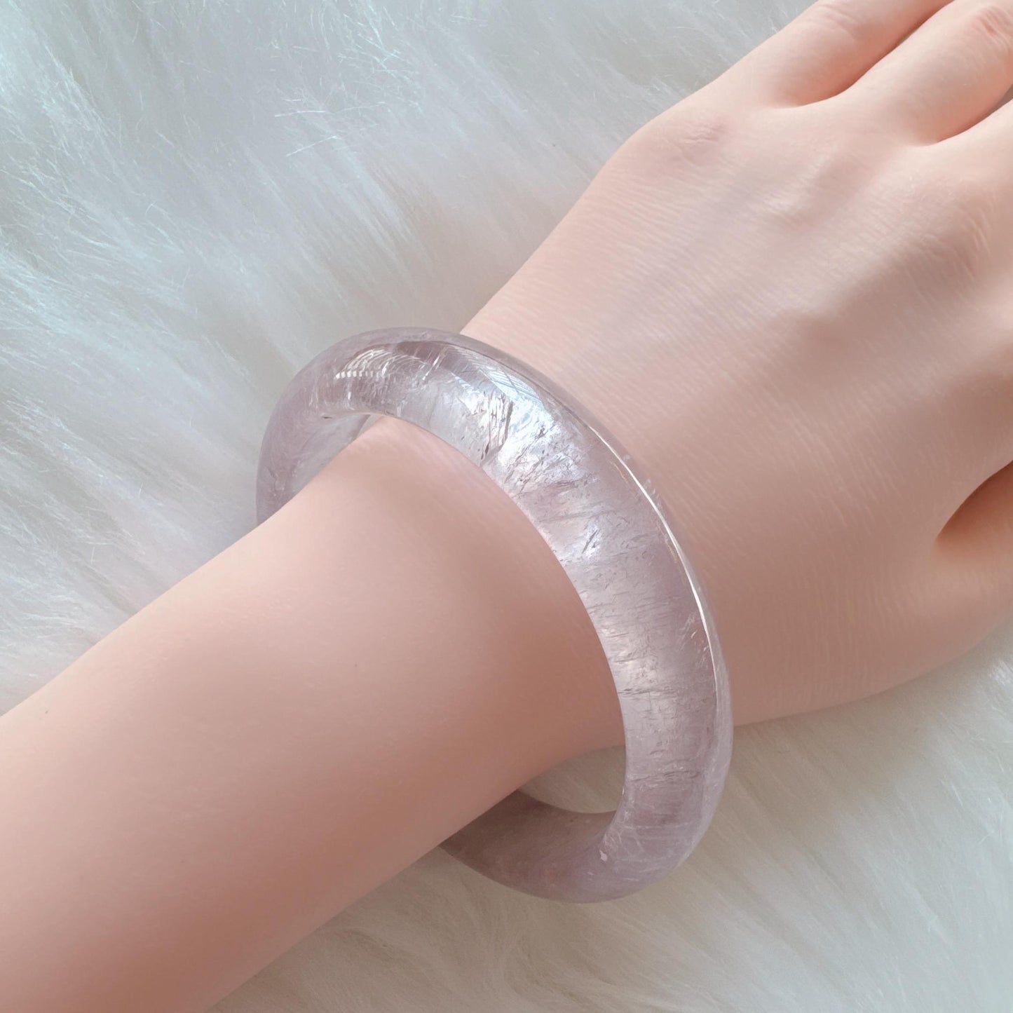 Dreamveil – High Clarity Amethyst Bangle Bracelet, Light Purple Amethyst Bracelet, Lavender Quartz Bangle