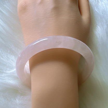 Heartglow - Rose Quartz Bangle, Pink Crystal Quartz Gemstone Bangle