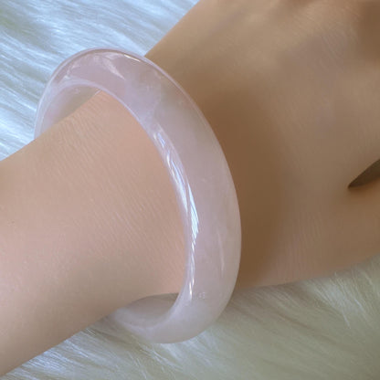 Heartglow - Blush Rose Quartz Bangle, Pink Crystal Quartz Gemstone Bangle
