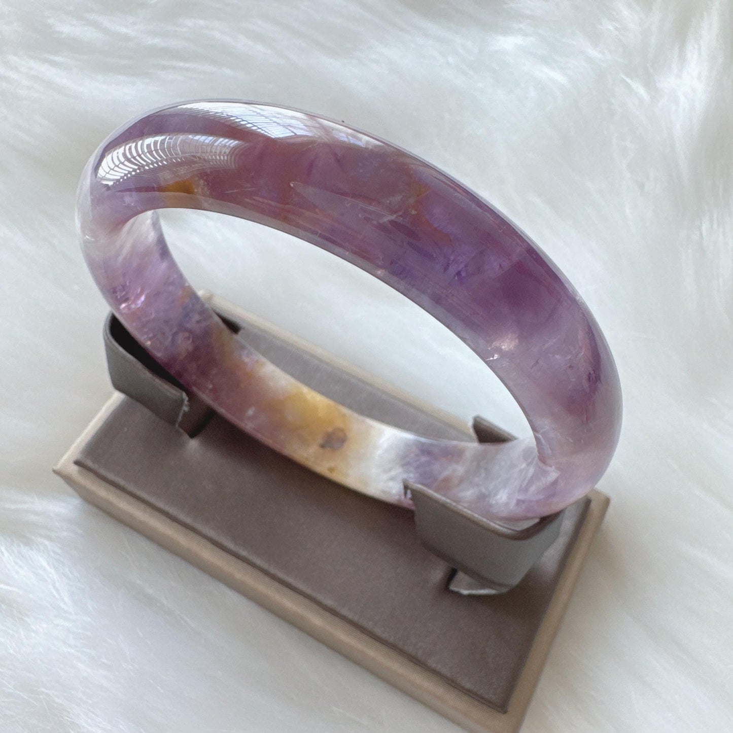 Dreamveil – Purple Crystal Quartz Gemstone Bangle, Amethyst Gemstone Bangle