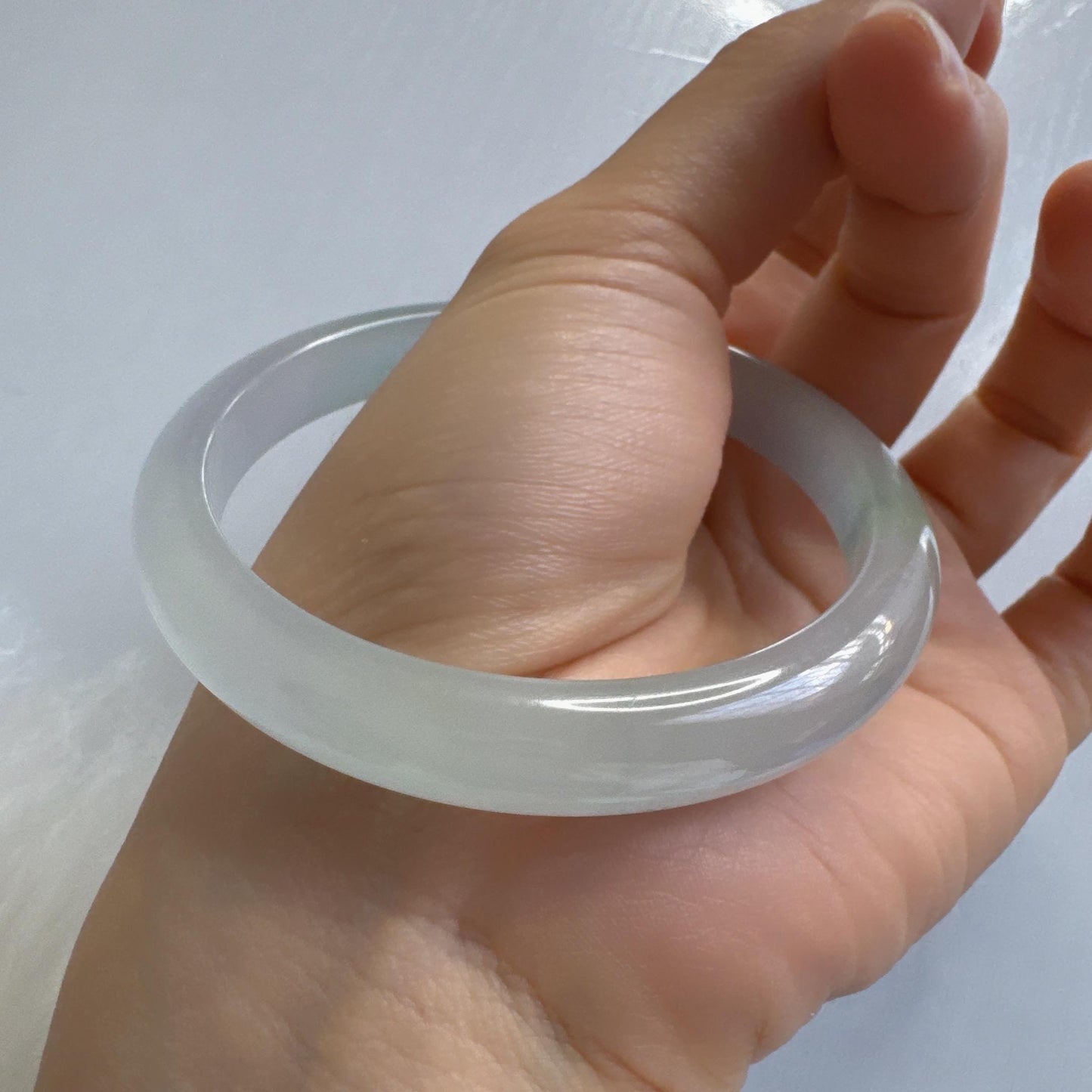 Earthveil - Icy Jade Bangle Bracelet, Burma Jade Bangle Gemstone Bracelet