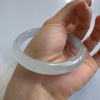 Earthveil - Icy Jade Bangle Bracelet, Burma Jade Bangle Gemstone Bracelet