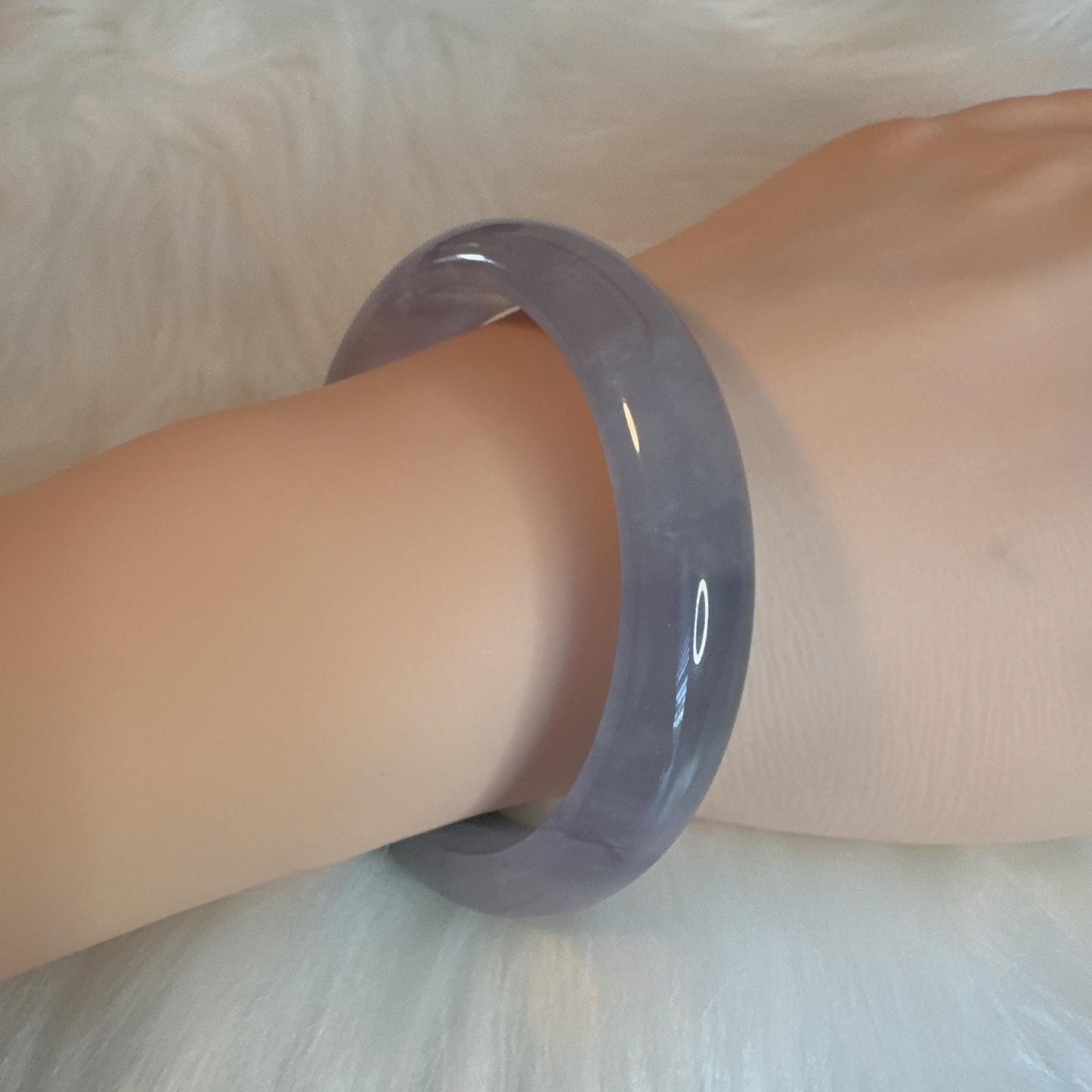 Earthveil - Gray Purple Tinted Jade Bangle Jadeite Bracelet