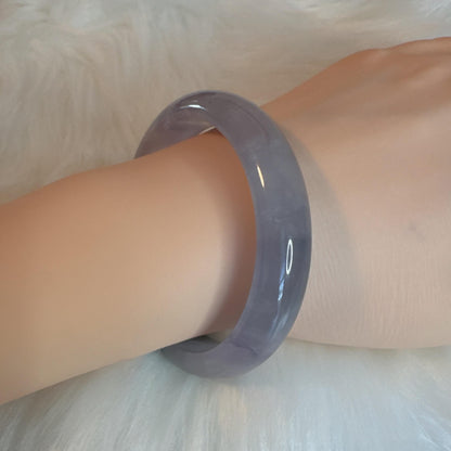 Earthveil - Gray Purple Tinted Jade Bangle Jadeite Bracelet