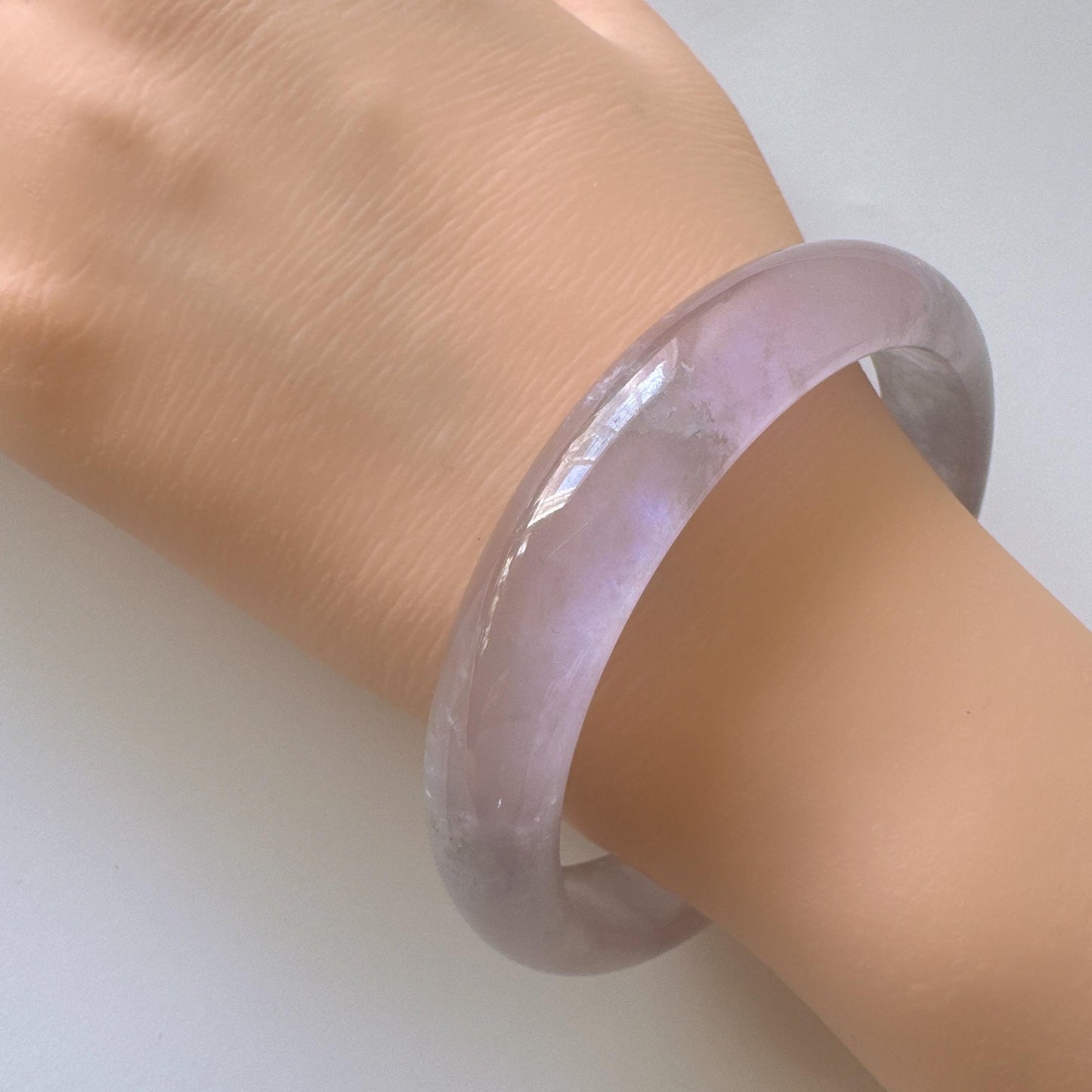 Earthveil - Soft Pink and Gray Tone Jade Jadeite Bangle Bracele