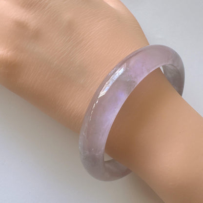 Earthveil - Soft Pink and Gray Tone Jade Jadeite Bangle Bracele