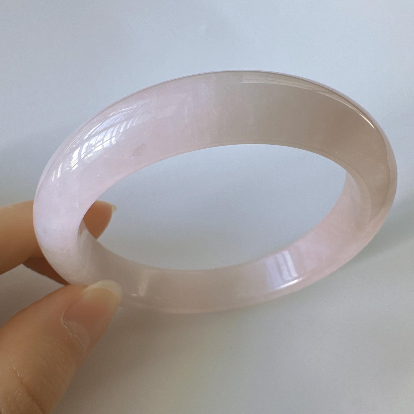 Heartglow - Blush Rose Quartz Bangle, Pink Crystal Quartz Gemstone Bangle