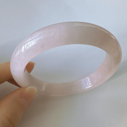 Heartglow - Blush Rose Quartz Bangle, Pink Crystal Quartz Gemstone Bangle